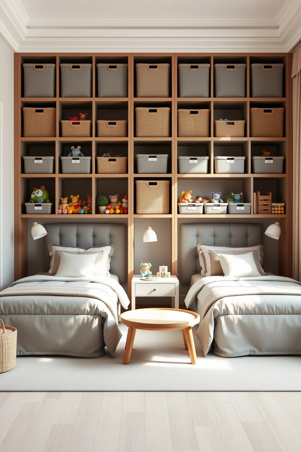 Use a two-level toy strategy: bins for now, bins for later