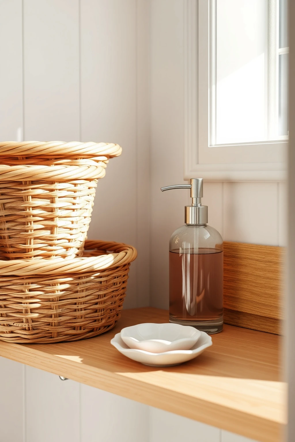 Rattan Storage with Pink-Clear Glass for Contrast